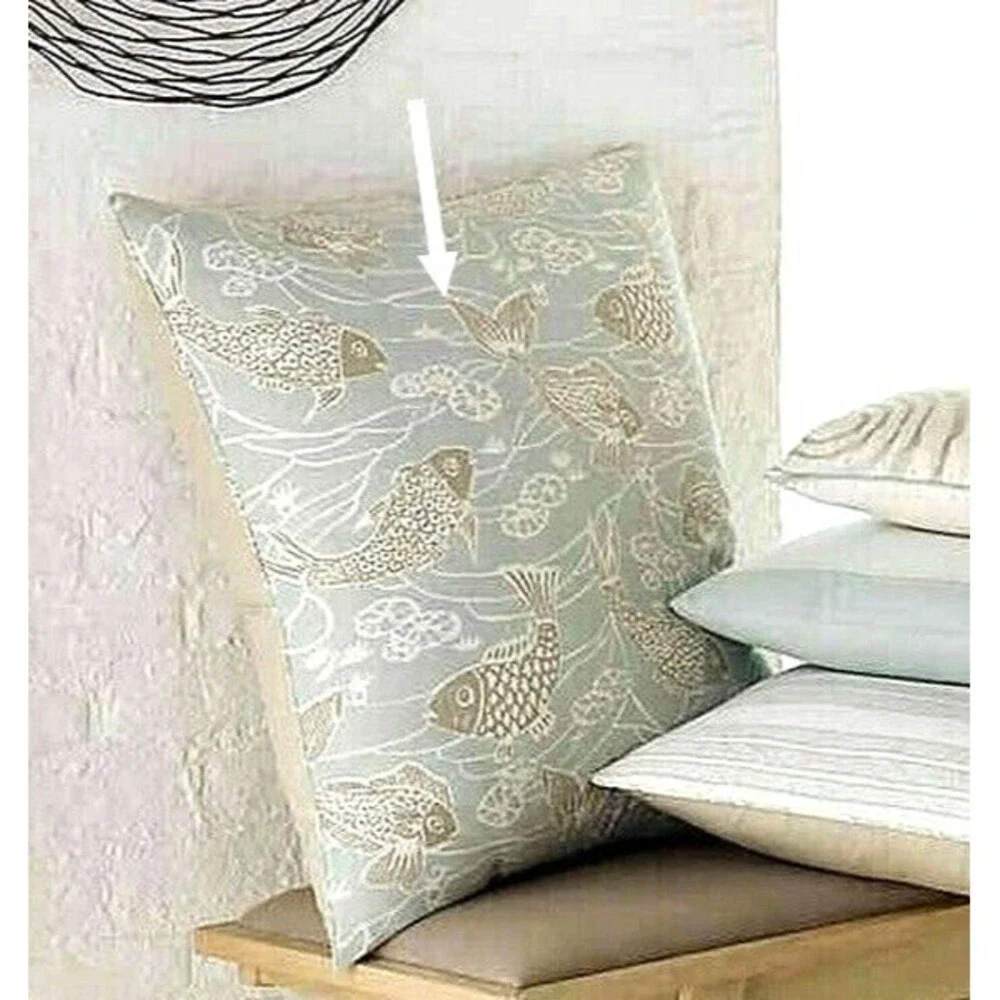 Koi Fish European Euro Pillow Sham Blue Sea Beach Summer Home Coastal Dorm Room